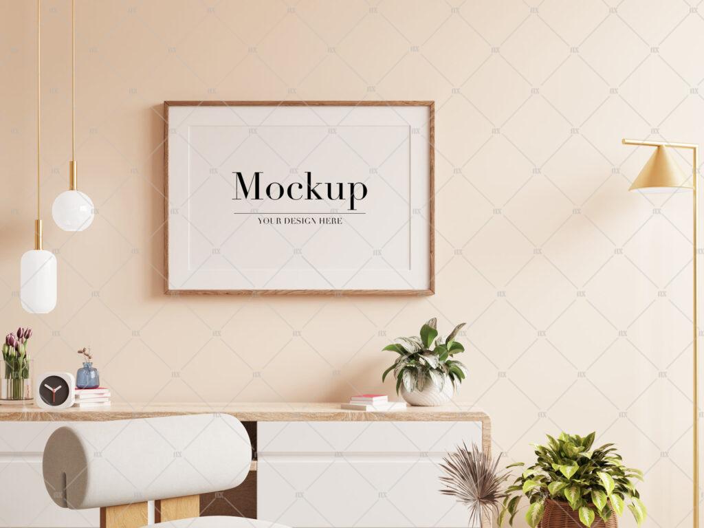 Horizontal Frame Mockup For Wall Art Poster