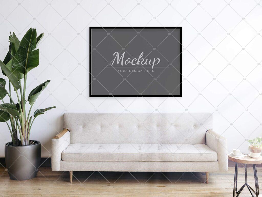 Horizontal Frame Mockup For Wall Art Poster (Free)