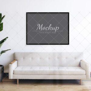 Horizontal Frame Mockup For Wall Art Poster (Free)